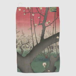 Serviette De Golf soleil couchant japonais pruniers arbres