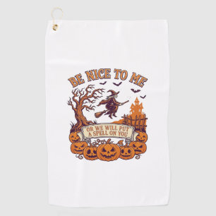 Serviette De Golf Sorcière de Halloween Broom Citrouilles_1