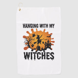 Serviette De Golf Sorcières suspendues balai de sorcière Halloween M