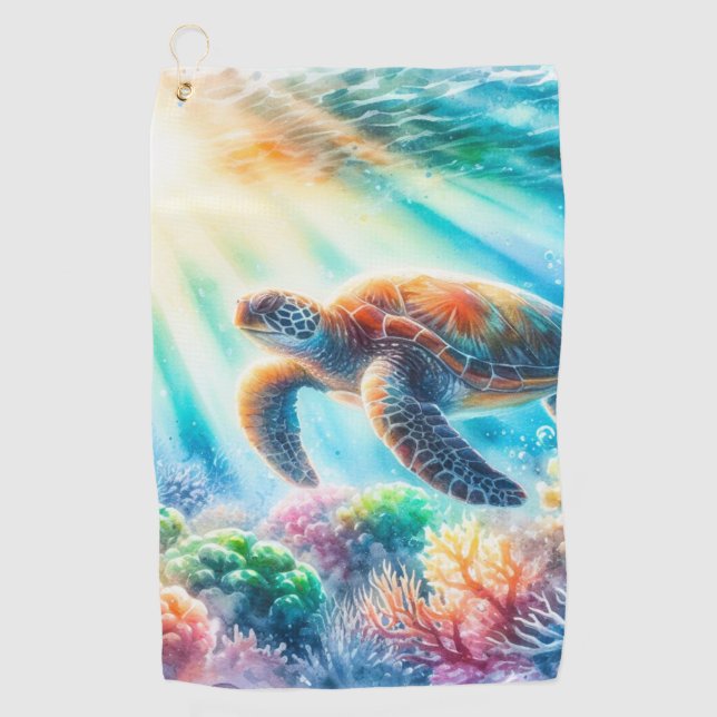 Serviette De Golf Sous la tortue de mer (Devant)