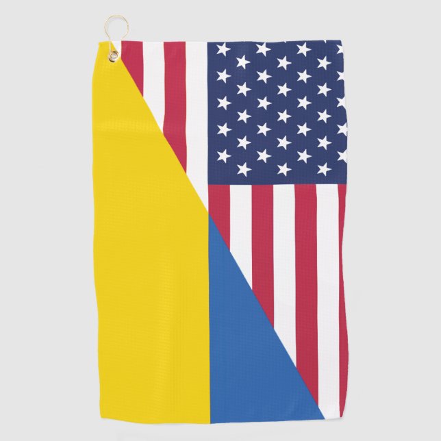 Serviette De Golf Soutien américain à l'Ukraine Sherpa Blanket (Devant)