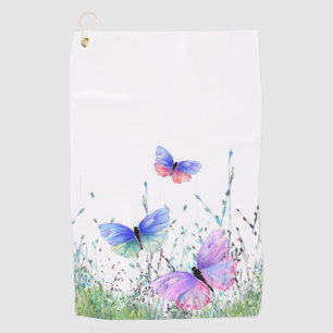 Serviette De Golf Spring Joy - Papillons colorés volant dans la natu