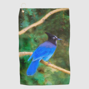 Serviette De Golf Steller's Jay Painting - Art original pour oiseaux