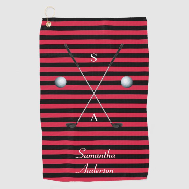 Serviette De Golf Stripes Elégant Black Clubs Fantastic Cadeau Fab (Devant)