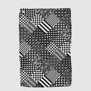 Serviette De Golf Style minimaliste Motif mixte noir blanc
