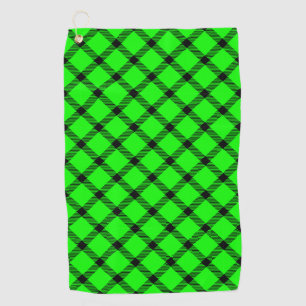 Serviette De Golf Style Tartan traditionnel néon vert Motif Plaid