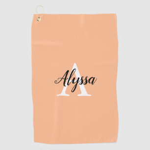 Serviette De Golf Stylish Peach Monogram Script Golf Serviette