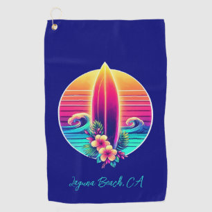 Serviette De Golf Sunset Surfboard Paradise -