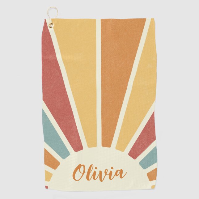Serviette De Golf Super grunge style rétro design soleil (Devant)