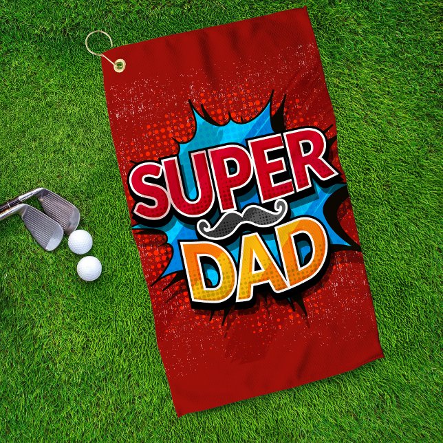 Serviette De Golf Super Papa Mustache Grunge moderne (Créateur téléchargé)