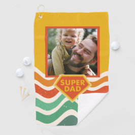Serviette De Golf Super Papa photo personnalisée avec ondes rétro