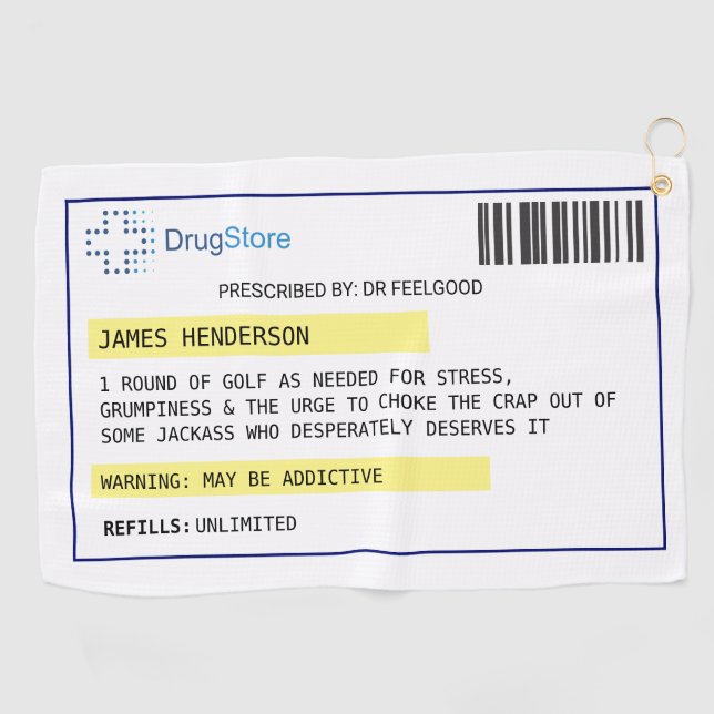 Serviette de golf sur ordonnance personnalisée (Horizontal)