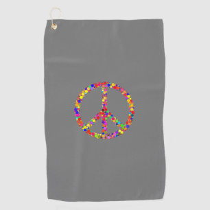 Serviette De Golf Symbole de paix en mosaïque multicolore