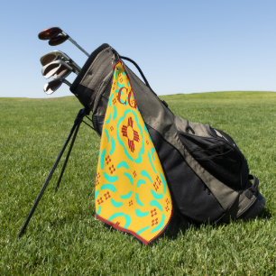 Serviette De Golf Symboles Zia rouges Nouveau-Mexique Plumes de Turq