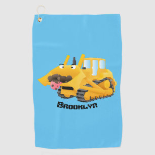 Serviette De Golf Sympa joli caractère de dessin animé au bulldozer