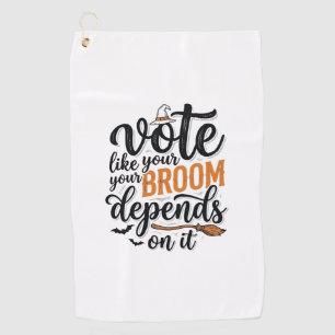 Serviette De Golf T-shirt Halloween Votez comme si votre balai en dé