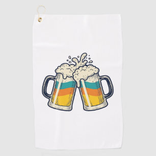 Serviette De Golf T-shirt vectoriel de mug à bière arc-en-ciel vinta