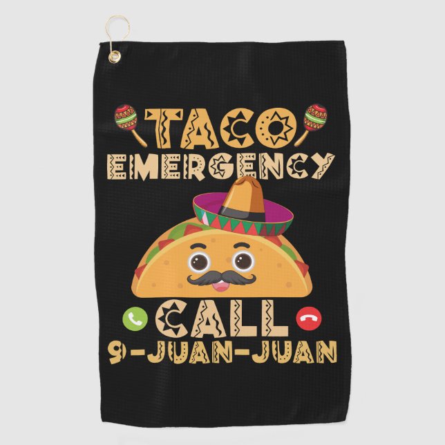 Serviette De Golf Taco Appel d'urgence Funny Cinco de Mayo Mexicain (Devant)