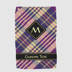 Serviette De Golf Tartan mauve, or et bleu