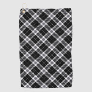Serviette De Golf Tartan noir blanc et gris