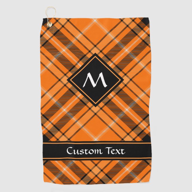 Serviette De Golf Tartan orange d'Halloween (Devant)