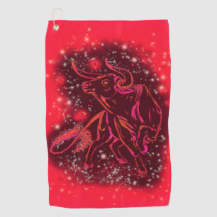 Serviette De Golf Taureau Golf Servir Dans La Nuit Rouge étoilée