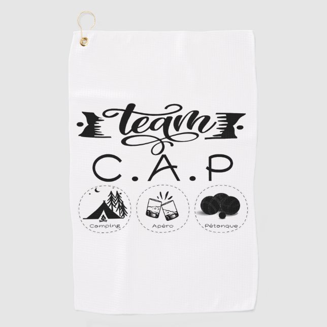 Serviette De Golf Team C.A.P Camping Apéro Pétanque (Devant)