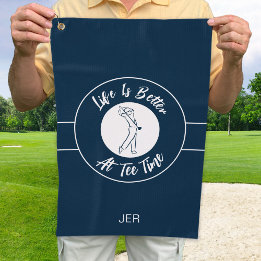 Serviette De Golf Tee Temps Golfer Humour Sports Monogramme Bleu Bla