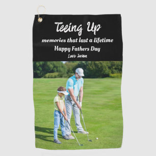 Serviette De Golf Tee Up Souvenirs Fête des pères photo cadeau noir