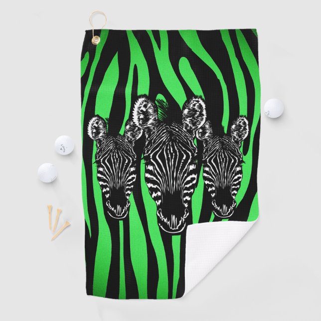 Serviette De Golf Tendance Lime Zebra Herd sur Zebra Imprimer (En situation)