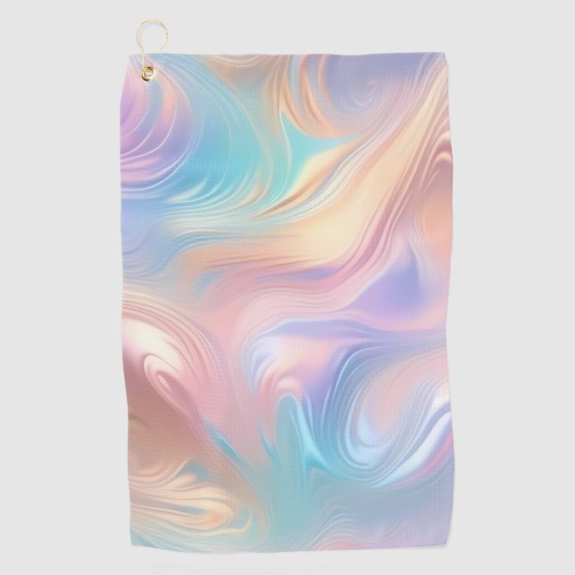 Serviette De Golf Tendance pastel rose bleu jaune abstrait vagues (Devant)