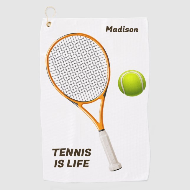 Serviette De Golf Tennis de nom et de texte personnalisés (Devant)
