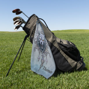 Serviette De Golf Tête de loup mystique.