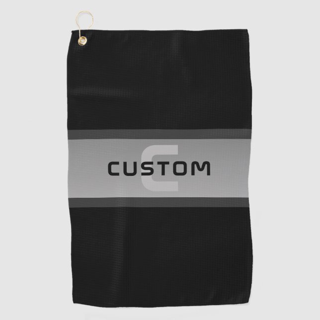 Serviette De Golf Texte en calques personnalisable moderne | Noir et (Devant)