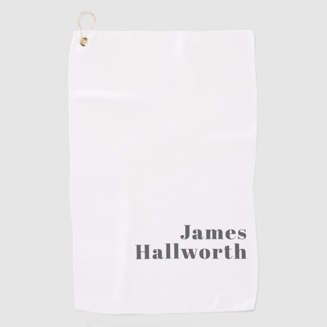 Serviette De Golf Texte moderne élégant et rétro | Gris (Devant)