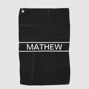 Serviette De Golf Texte personnalisable   Bold Modern Black & White