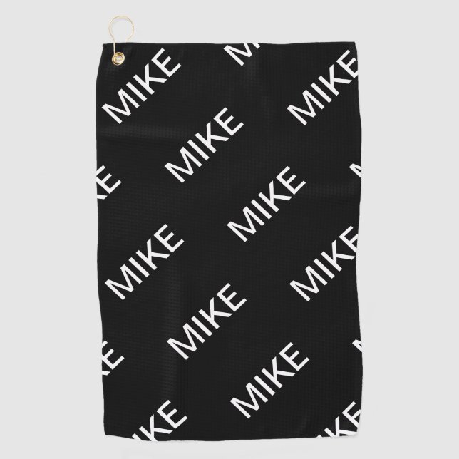 Serviette De Golf Texte personnalisable | Bold Modern Black & White (Devant)
