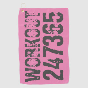 Serviette De Golf Texte usé et rayé Workout 247365 rose