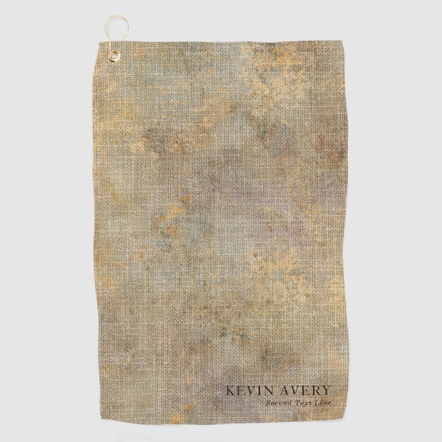 Serviette De Golf Texture de lin personnalisé rustique (Devant)