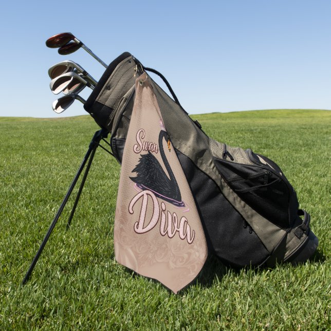 Serviette De Golf The black swan, queen of the water.  (Vert)