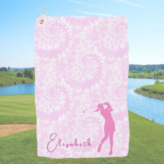 Serviette De Golf Tiedye rose amusant golfeuse personnalisée