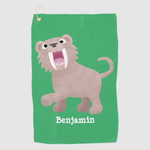 Serviette De Golf Tigre à dents de sabre Smilodon de dessin animé mi