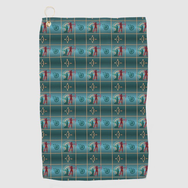 Serviette De Golf Tir à l'arc et flèche - Motif vert (Devant)