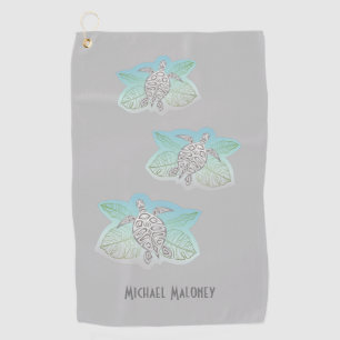 Serviette De Golf Tortues grises Vert Tropical Feuille Côtier