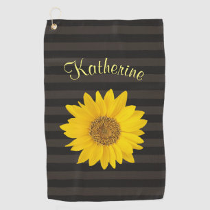 Serviette De Golf Tournesol jaune Nom personnalisé trié