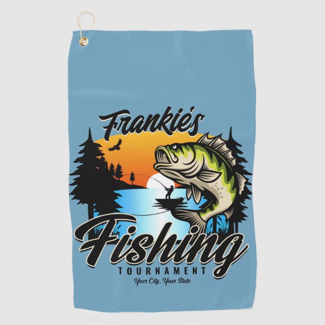 Serviette De Golf Tournoi de pêche personnalisé Truite pêcheur (Devant)