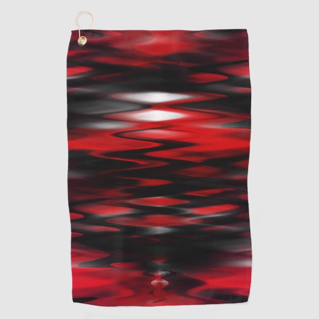 Serviette De Golf Trait rouge sous blanc formant zig-zag abstrait (Devant)