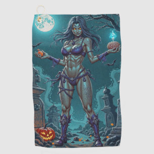 Serviette De Golf Traite d'Halloween ou ami Zombie w Cerveau