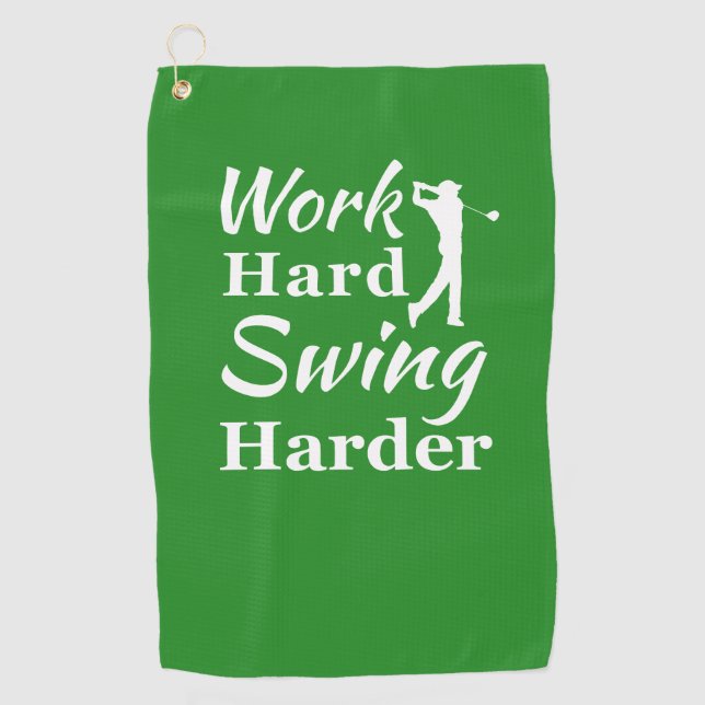 Serviette De Golf Travailler dur coudre Harder Funny Golf Thème (Devant)