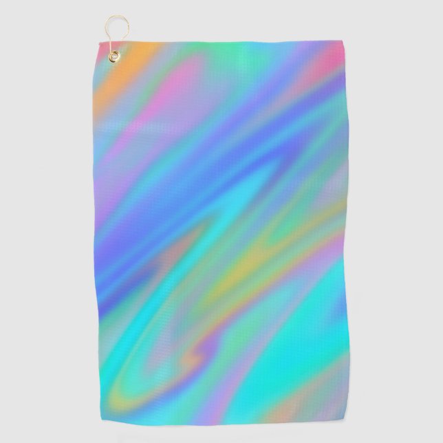Serviette De Golf Trendy luxe vert bleu violet faux holographique (Devant)